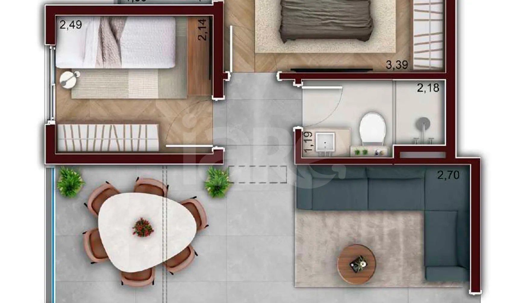 Planta — Apartamento 45,05 m²