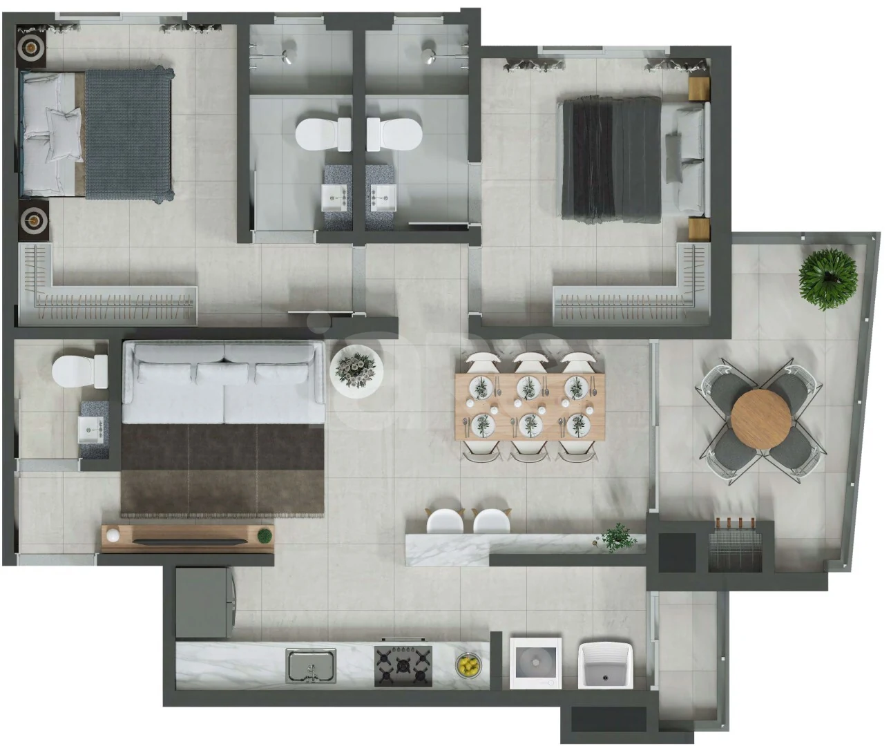 Planta — Apartamento 76,53 m²