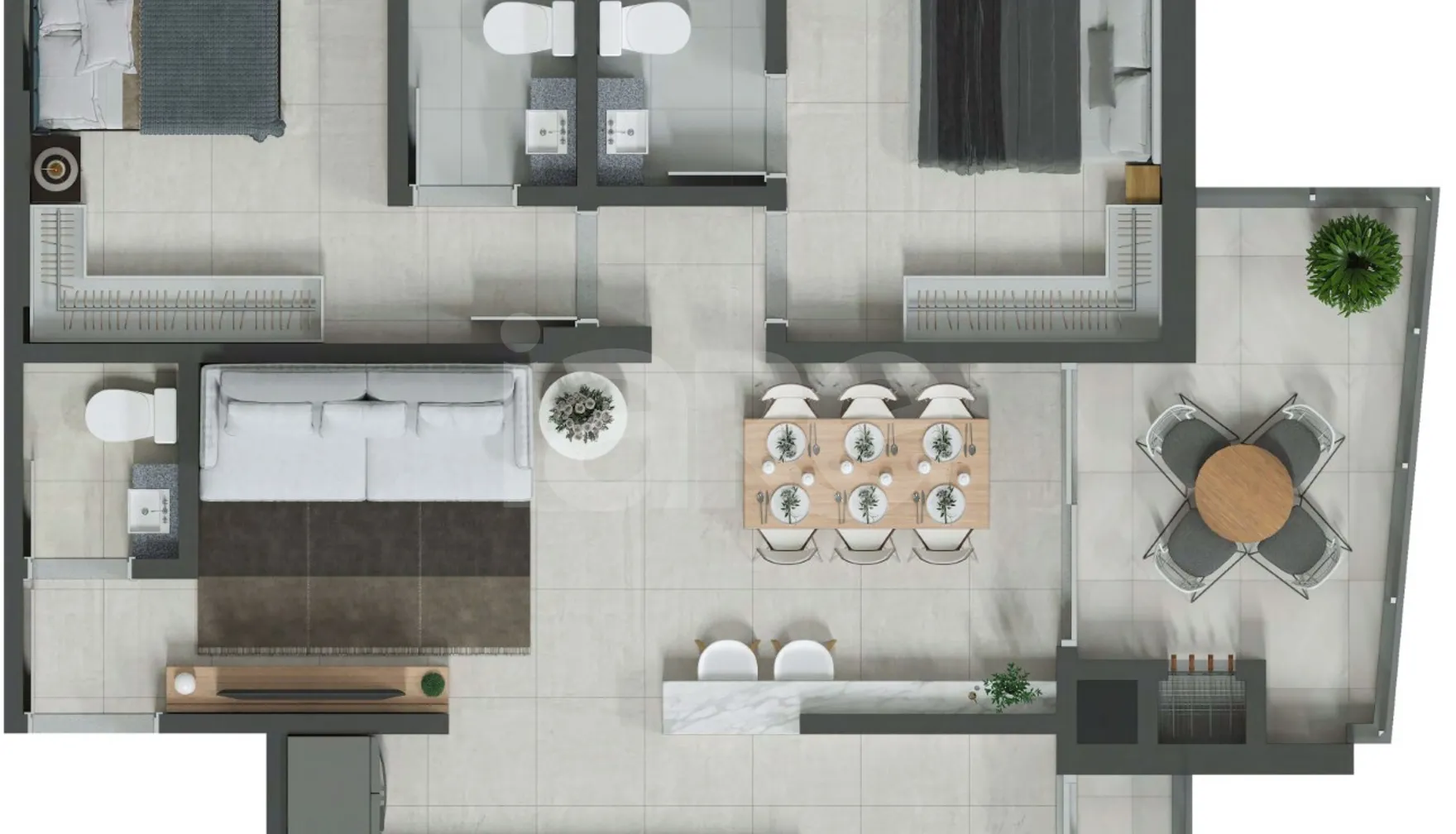 Planta — Apartamento 76,53 m²