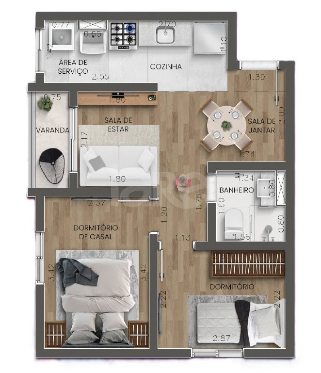 Planta — Apartamento 41,61 m²