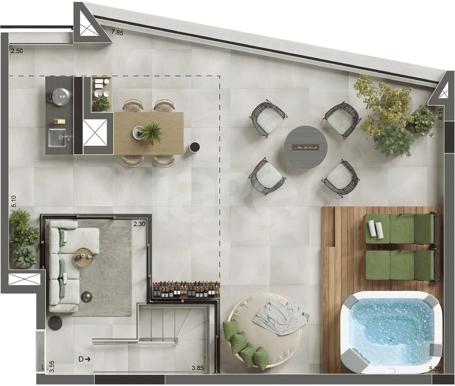 Planta — Cobertura Duplex 146,75 m²