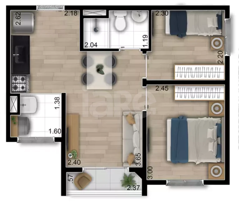 Planta — Apartamento 37,18 m²