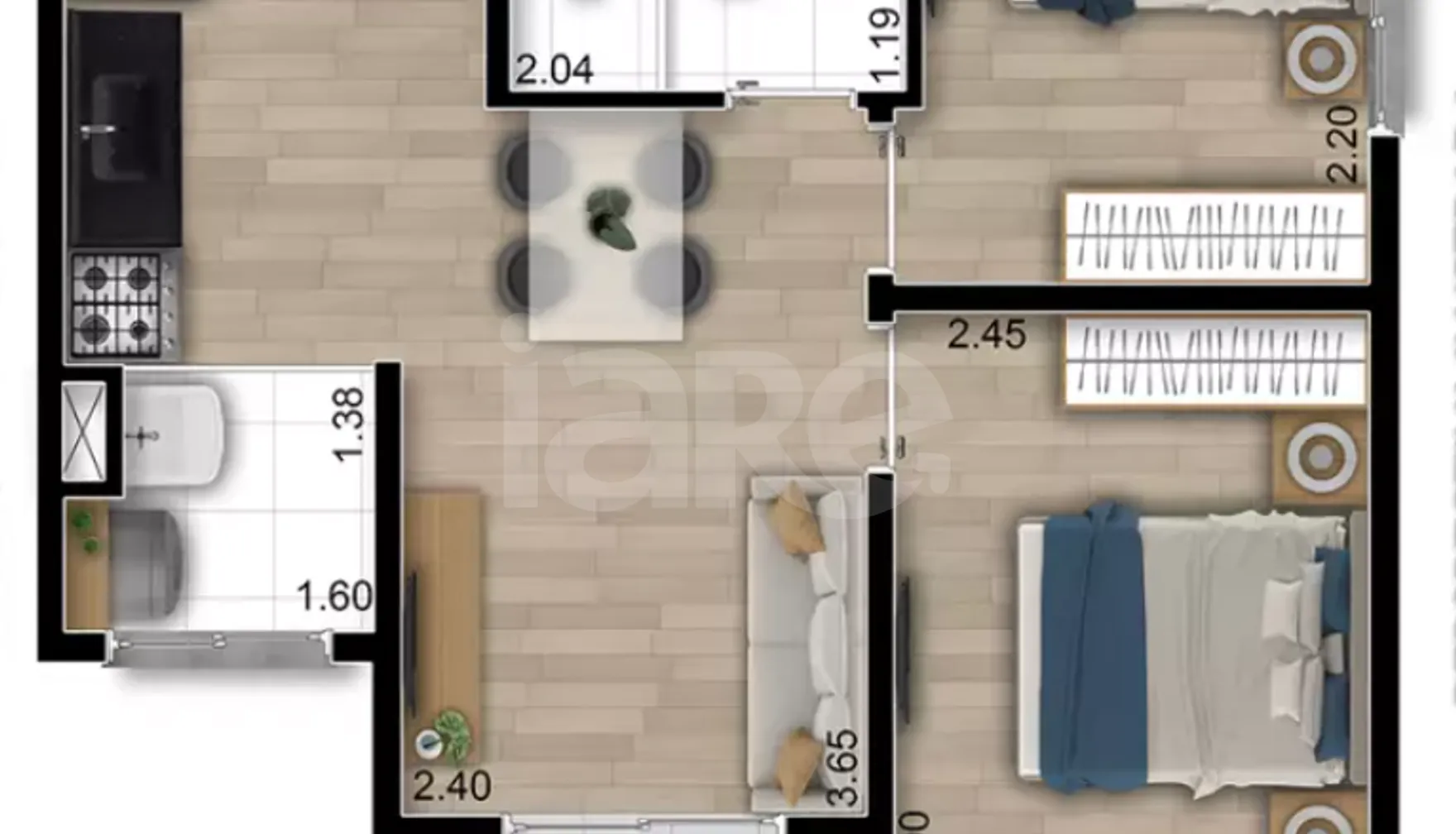 Planta — Apartamento 37,18 m²