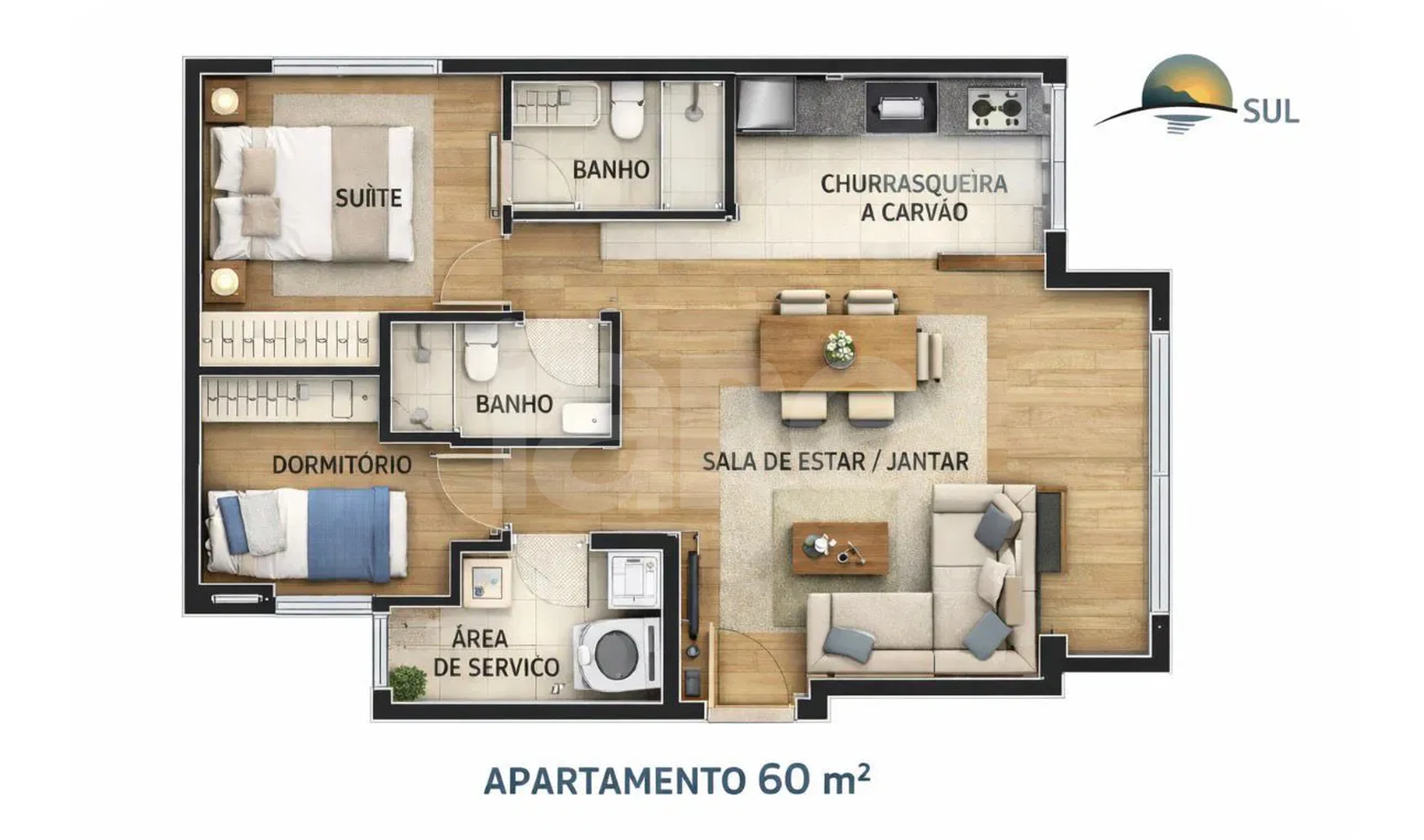 Planta — Apartamento 60,58 m²