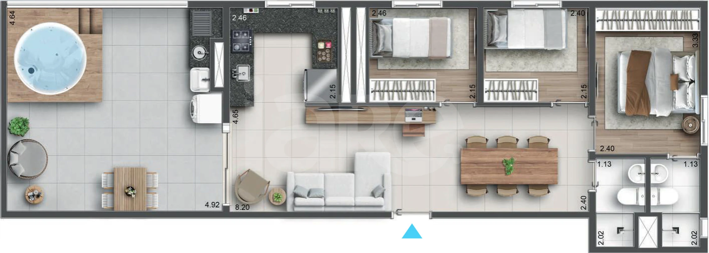 Planta — Cobertura Horizontal 80 m²