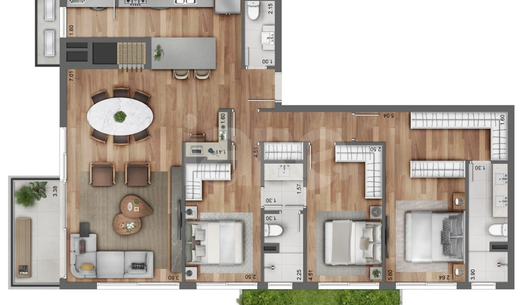 Planta — Apartamento 125,03 m²