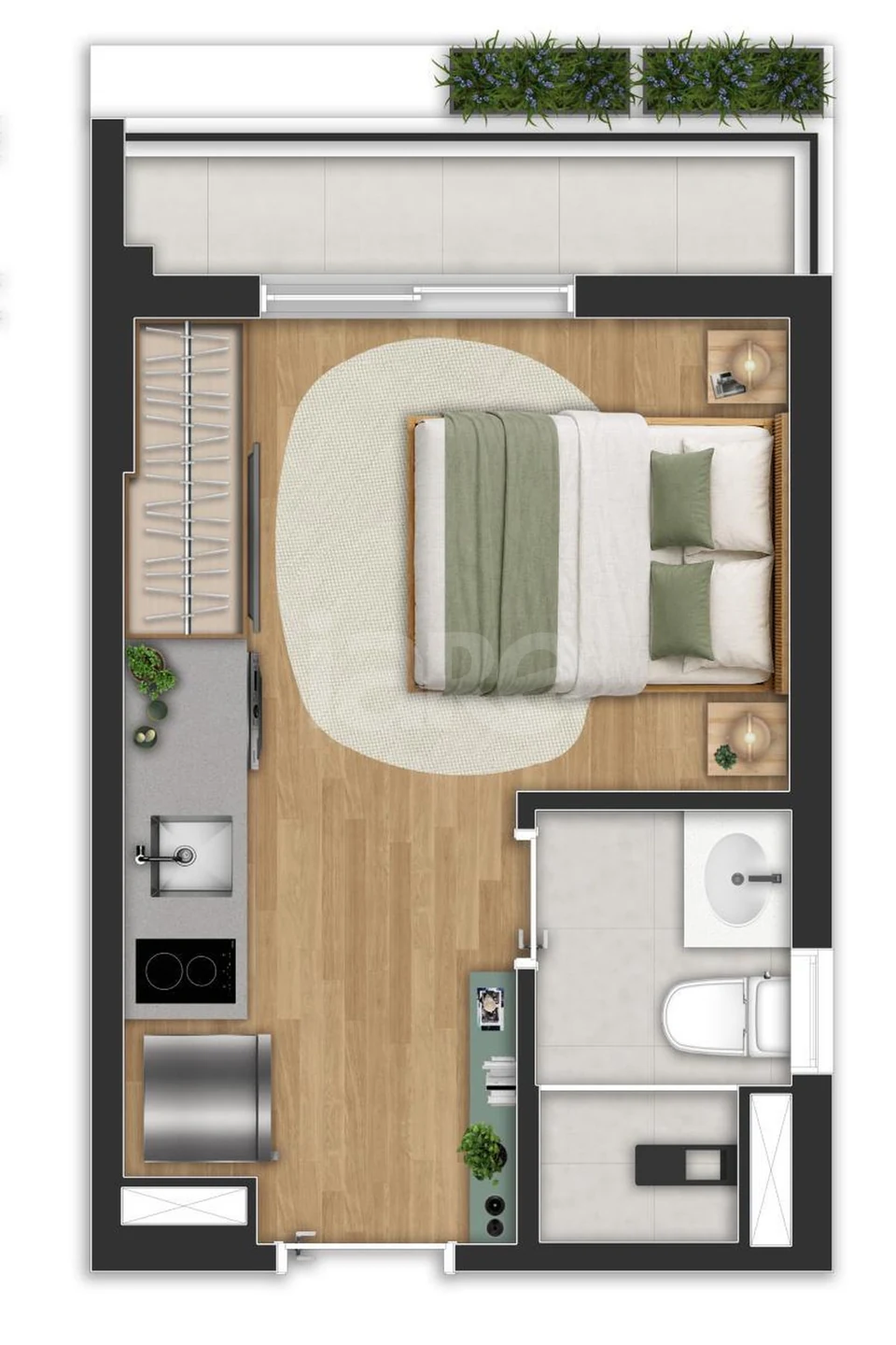 Planta — Studio 21,33 m²