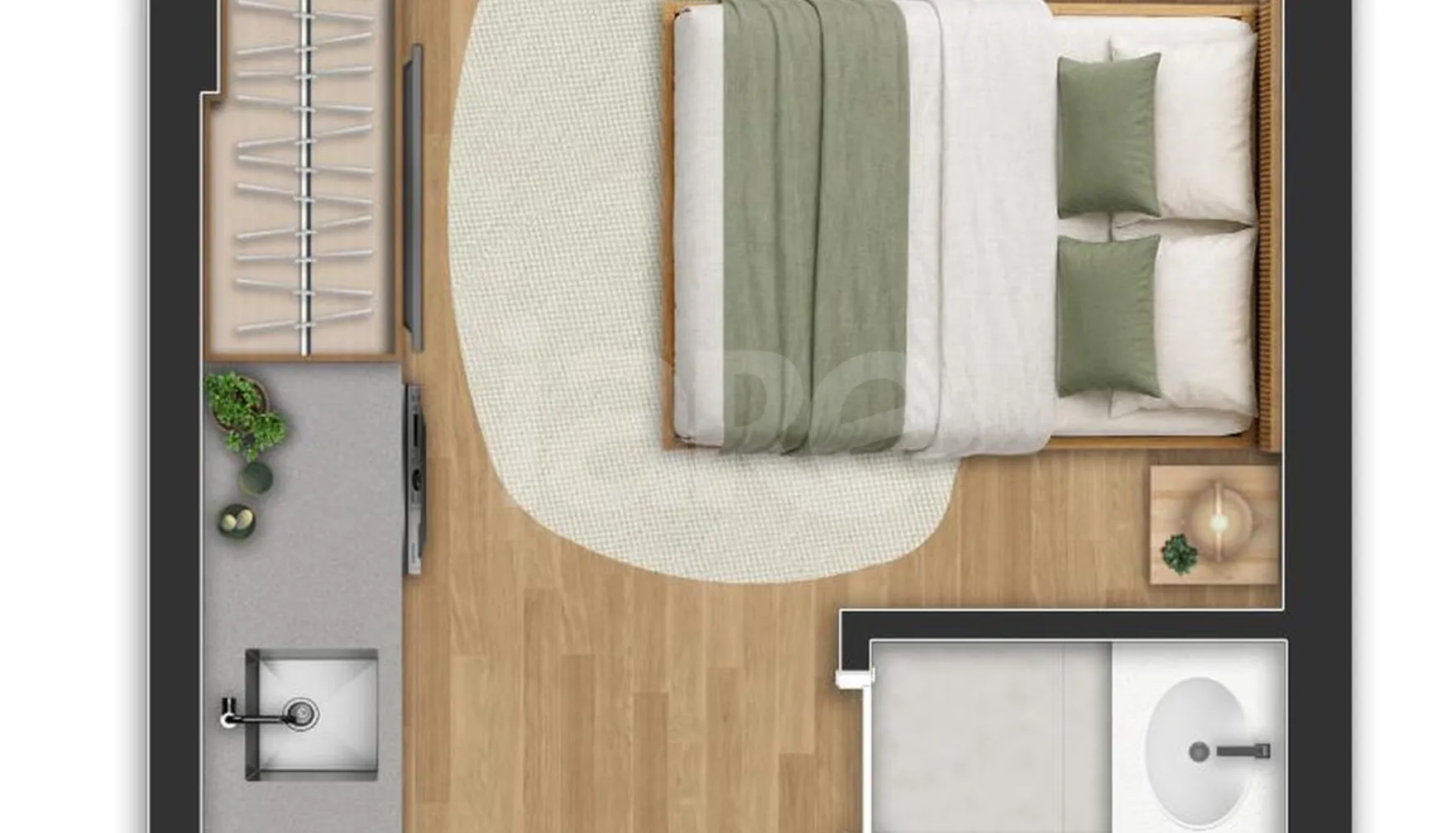 Planta — Studio 21,33 m²