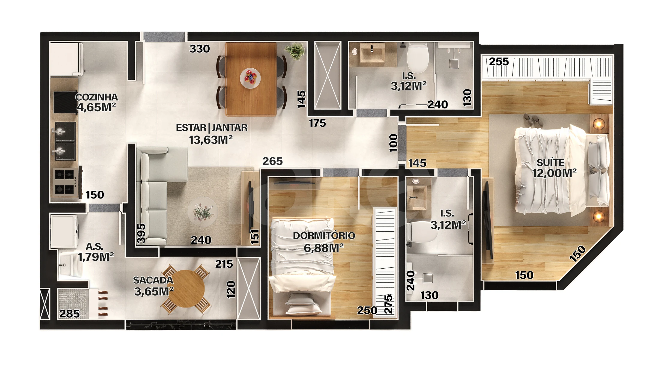 Planta — Apartamento 58,76 m²