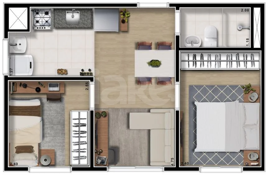 Planta — Apartamento 38,71 m²