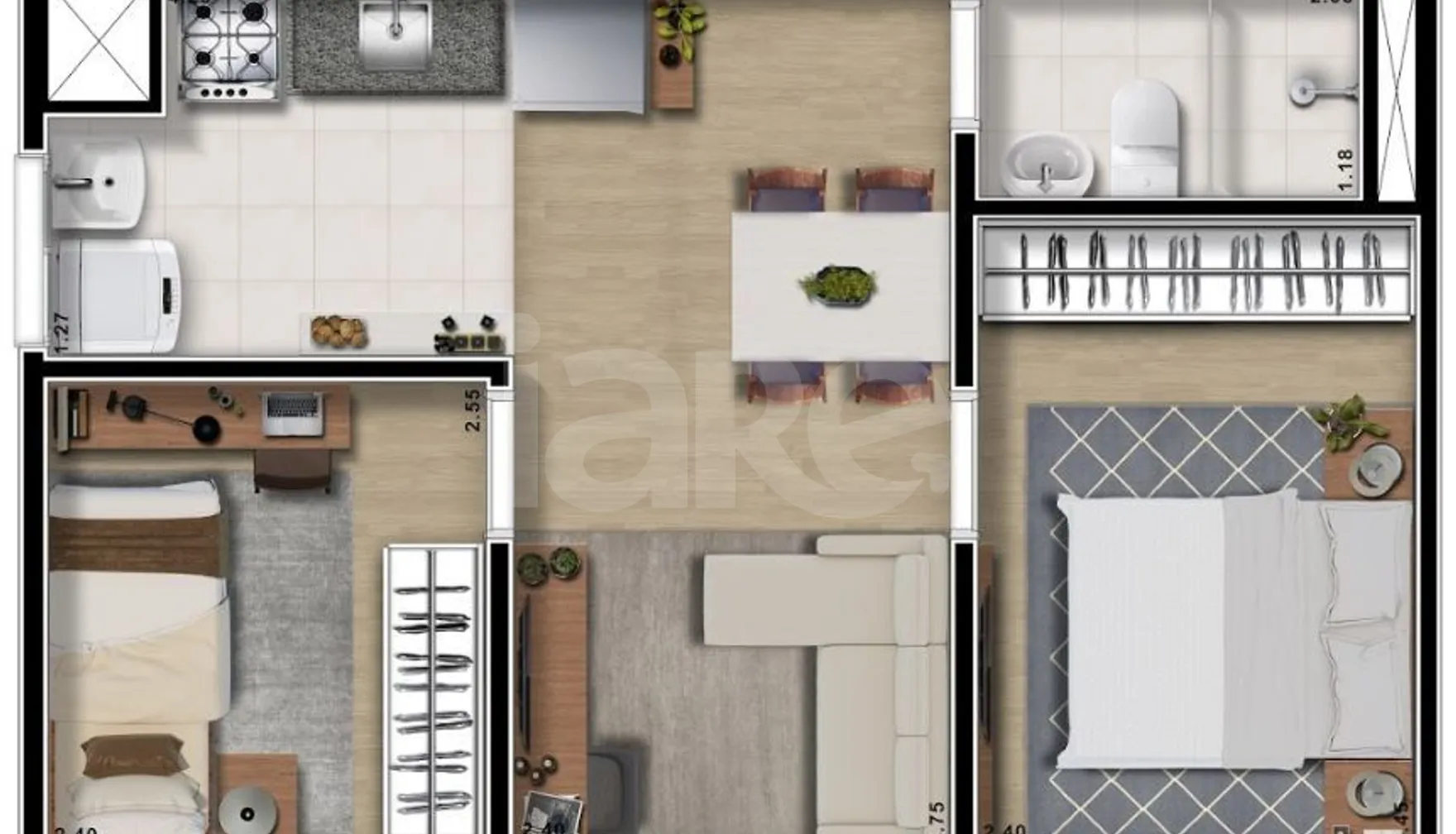 Planta — Apartamento 38,71 m²