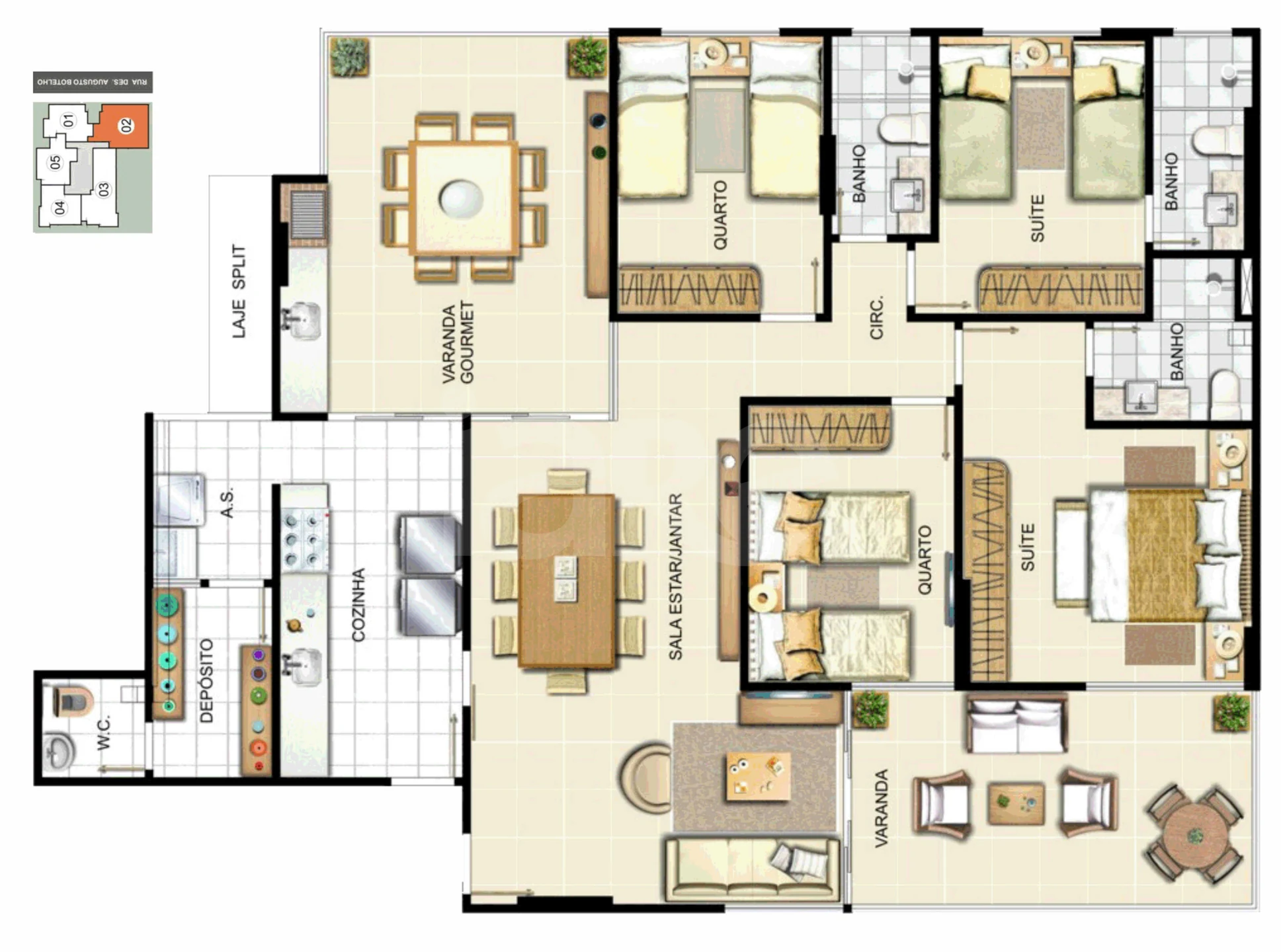 Planta — Apartamento 142,49 m²