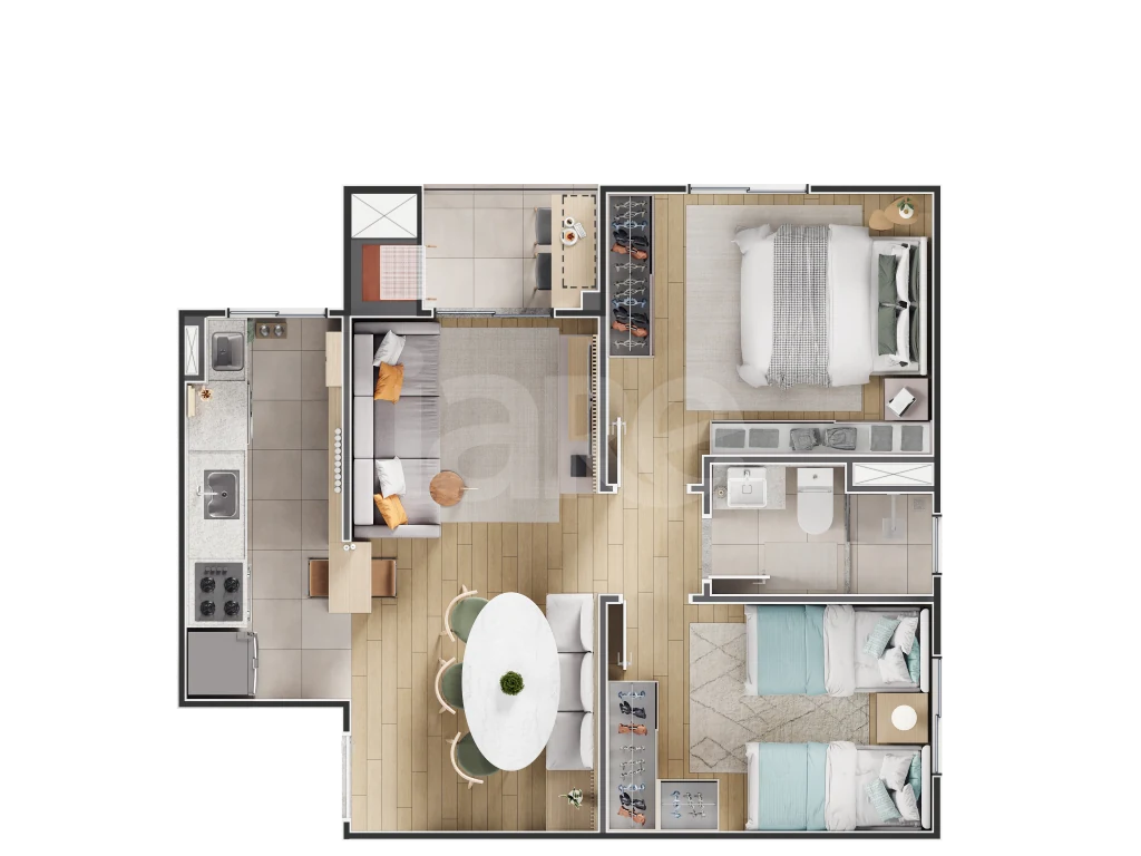 Planta — Apartamento 46,25 m²