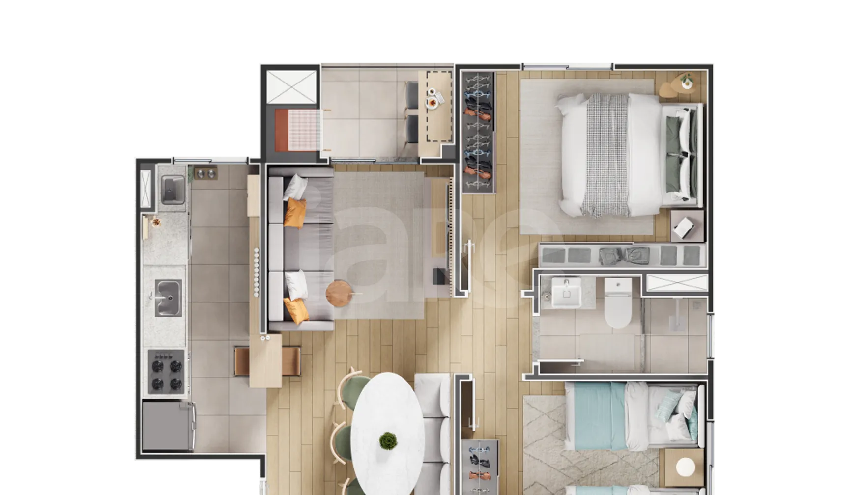Planta — Apartamento 46,25 m²