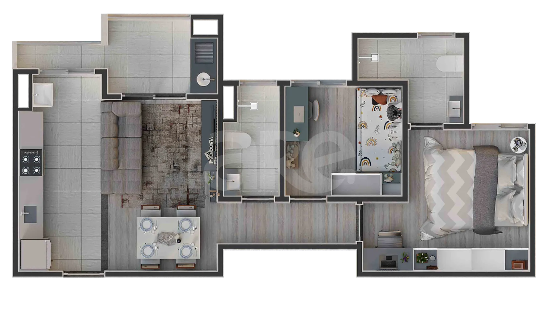 Planta — Apartamento 52,83 m²