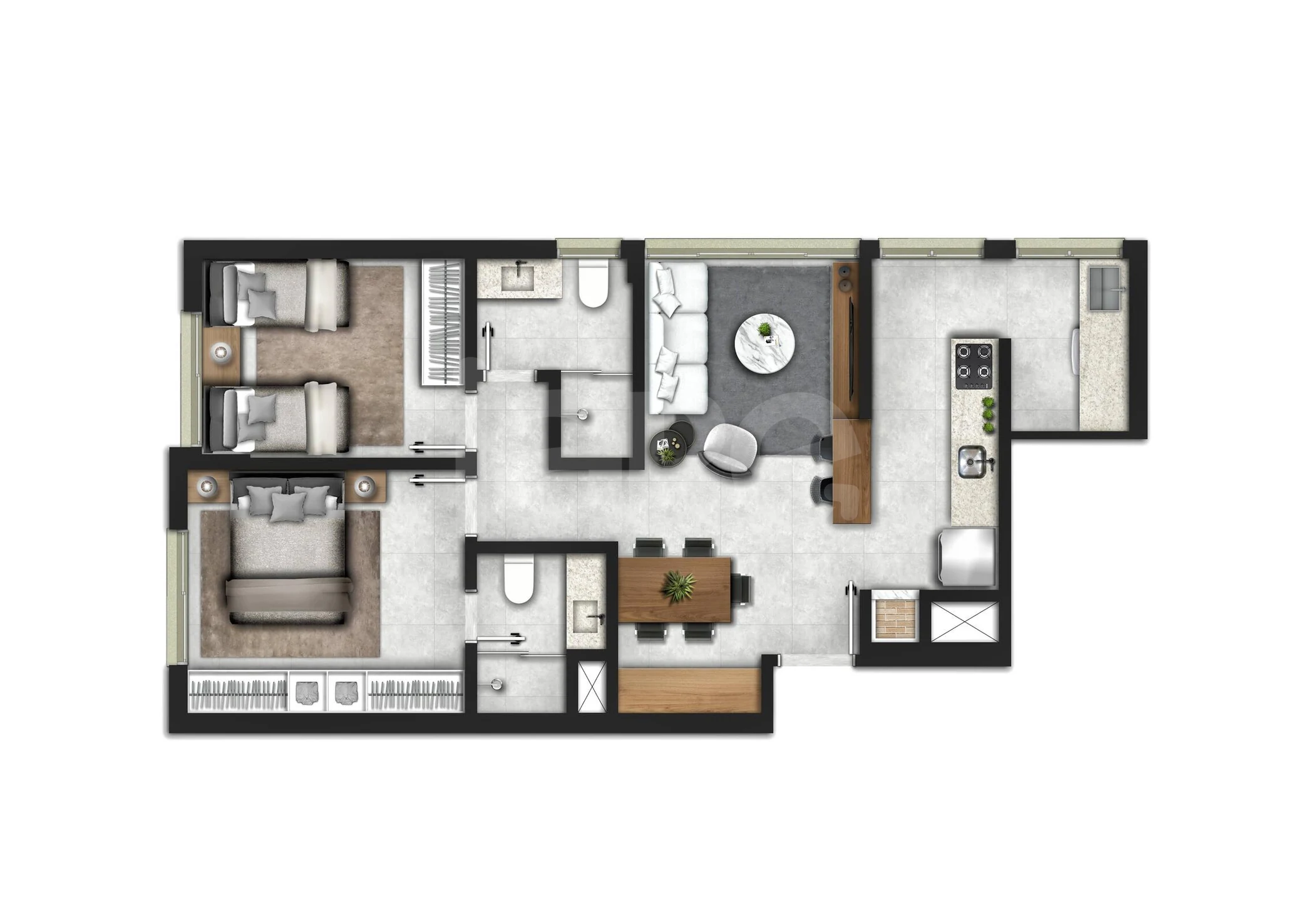 Planta — Apartamento 62,64 m²