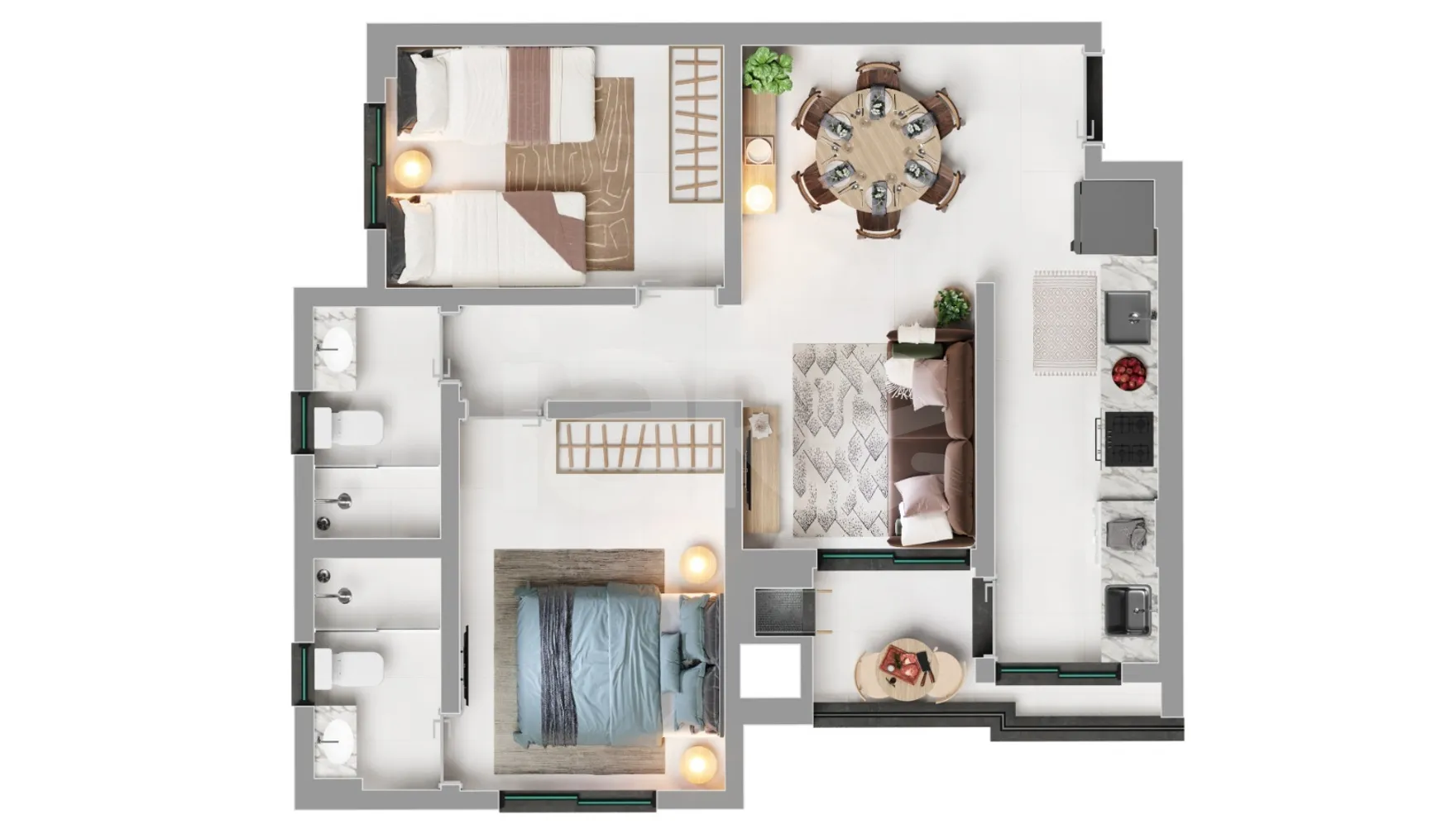 Planta — Apartamento 56,11 m²
