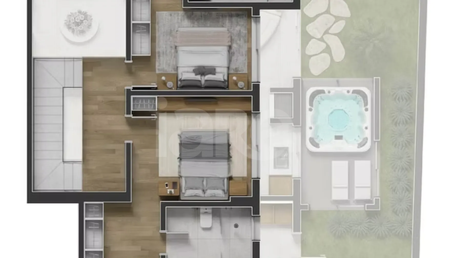 Planta — Planta Garden 3 - 2 dorm 217m² - duplex - superior