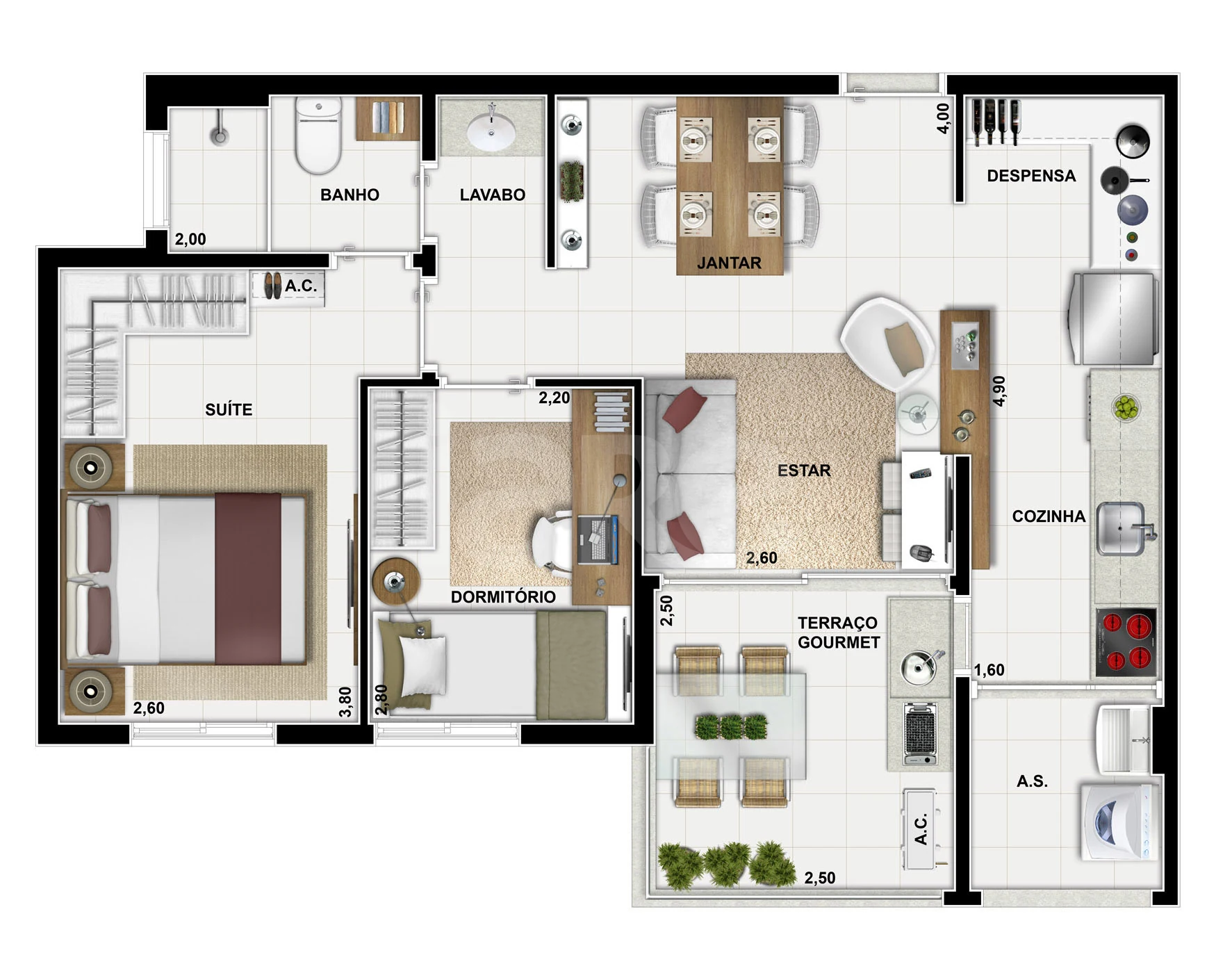 Planta — Apartamento 58,11 m²