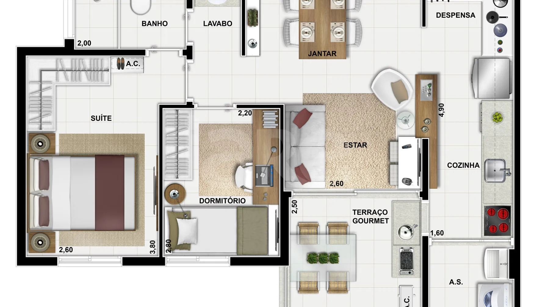 Planta — Apartamento 58,11 m²