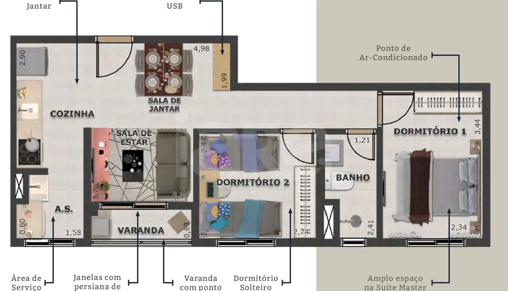 Planta — Apartamento 47,09 m²