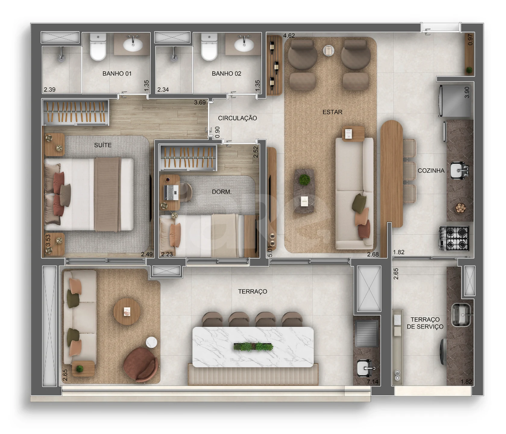 Planta — Apartamento 79,58 m²