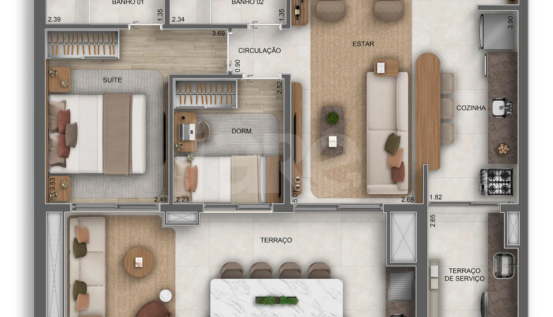 Planta — Apartamento 79,58 m²