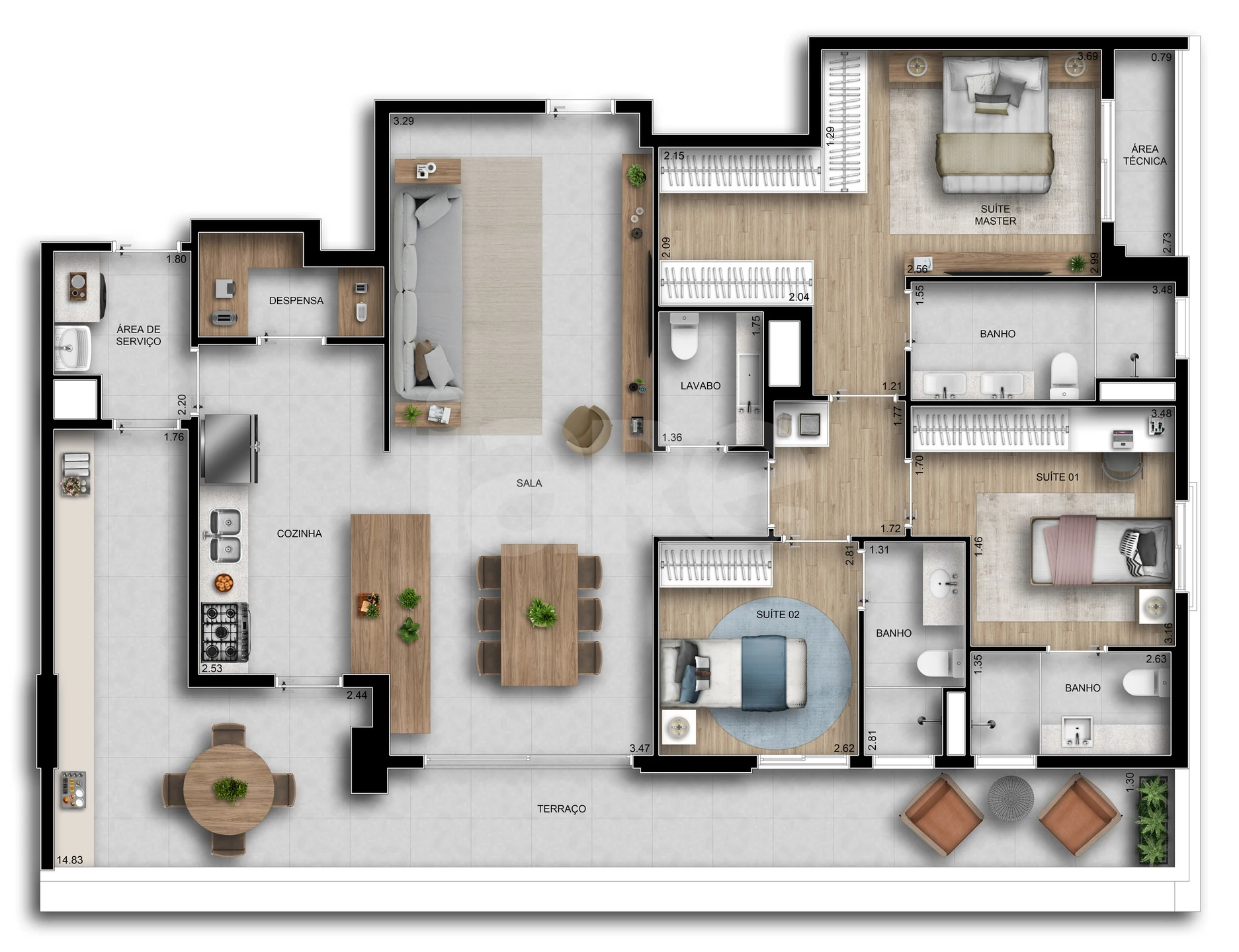 Planta — Apartamento 151,77 m²