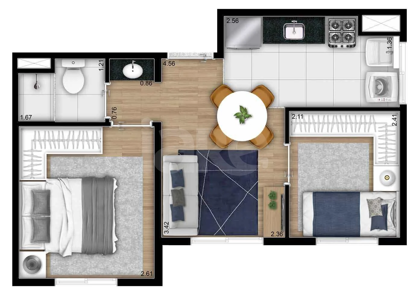Planta — Apartamento 32,51 m²