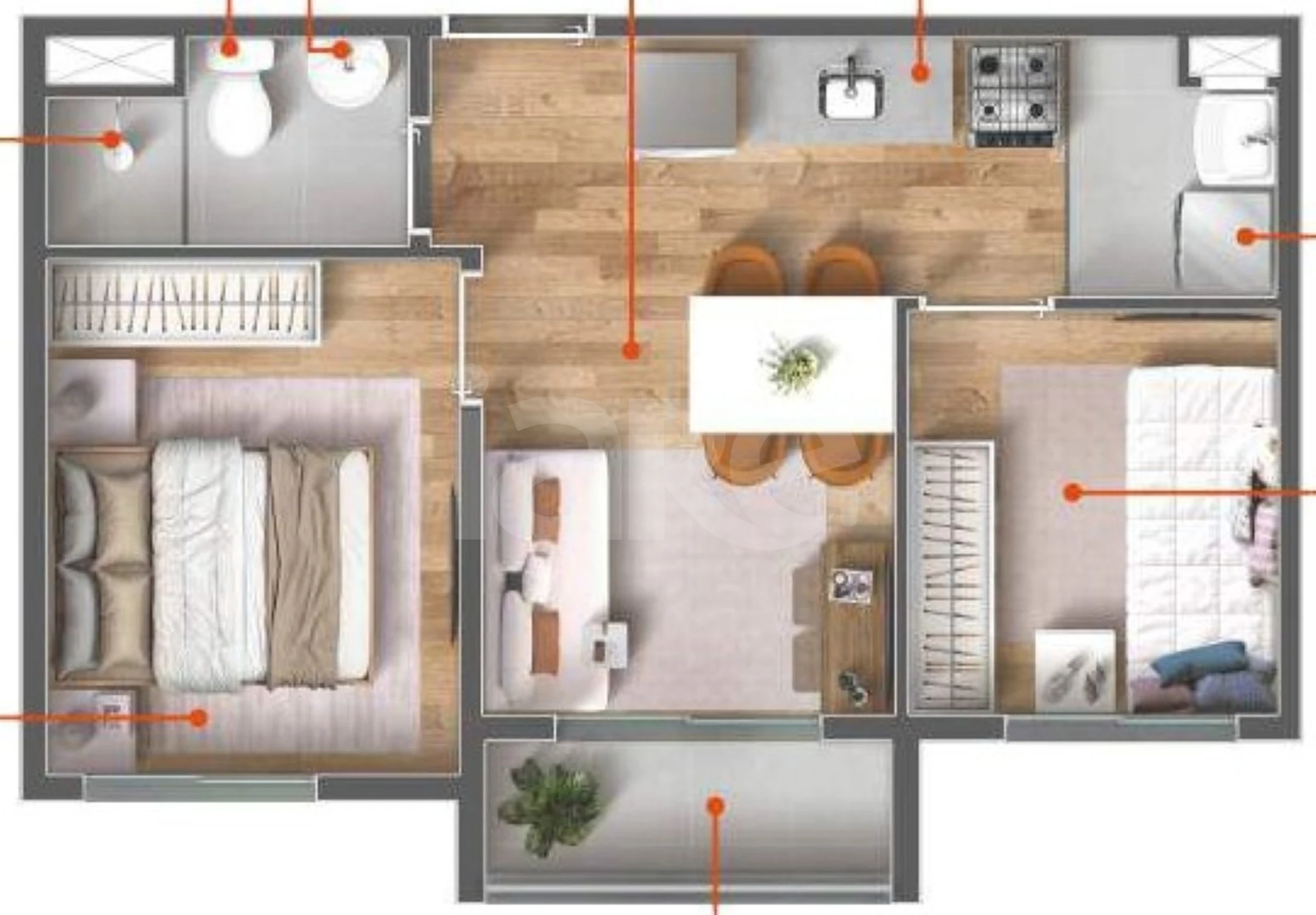 Planta — Apartamento 34,28 m²