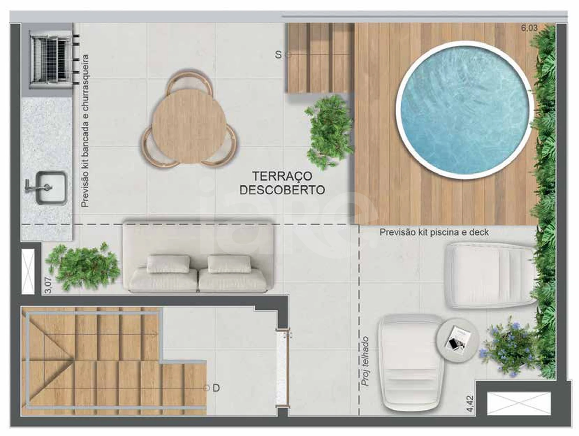 Planta — Apartamento 62,2 m²