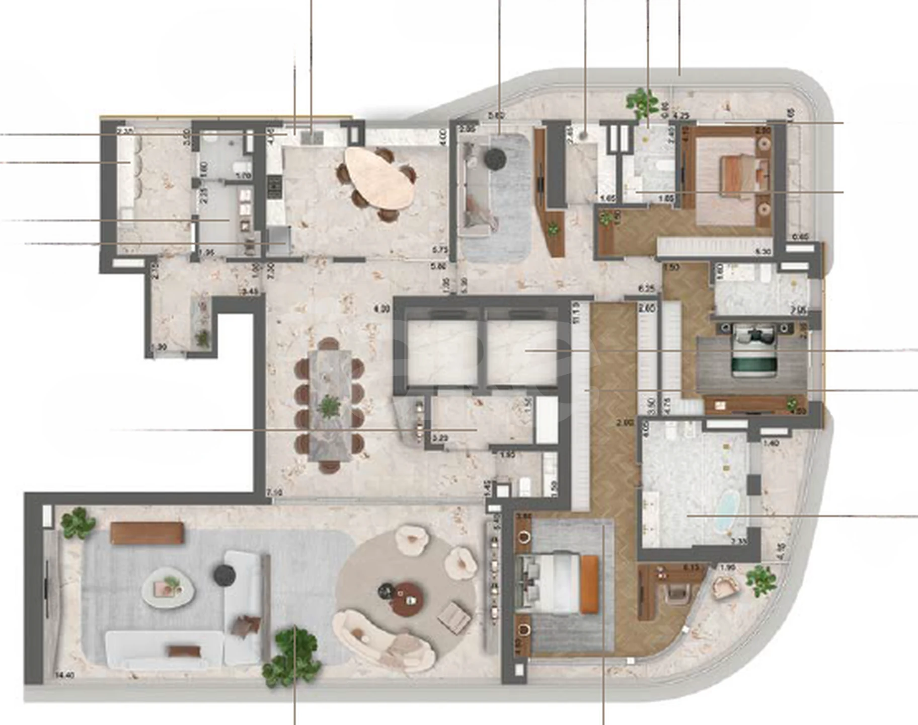 Planta — Apartamento 379 m²