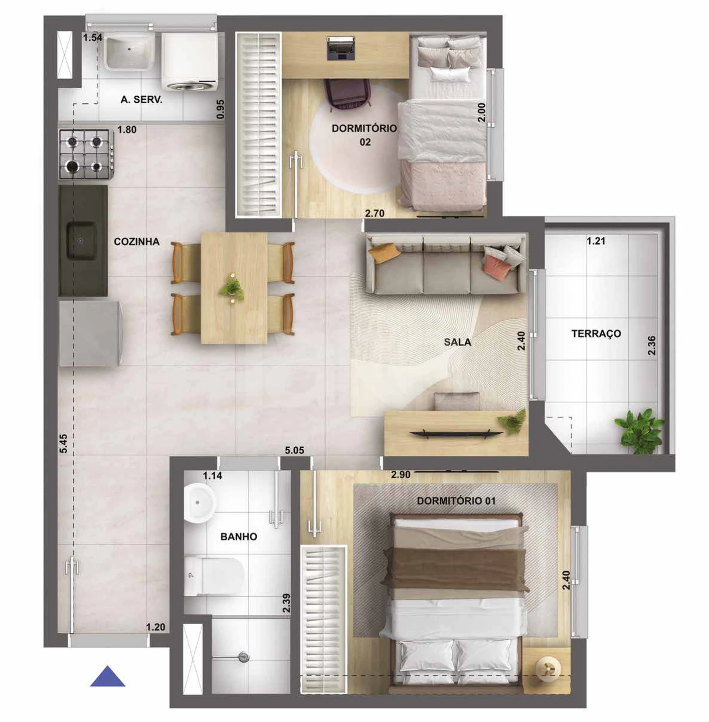 Planta — Apartamento 41,63 m²