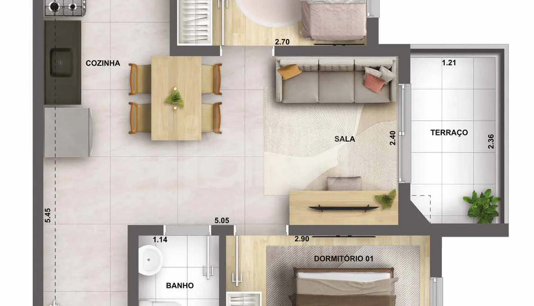 Planta — Apartamento 41,63 m²