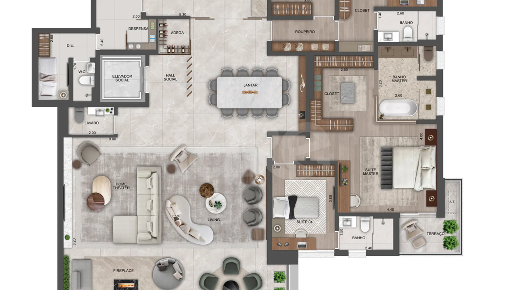 Planta — Apartamento 345,05 m²