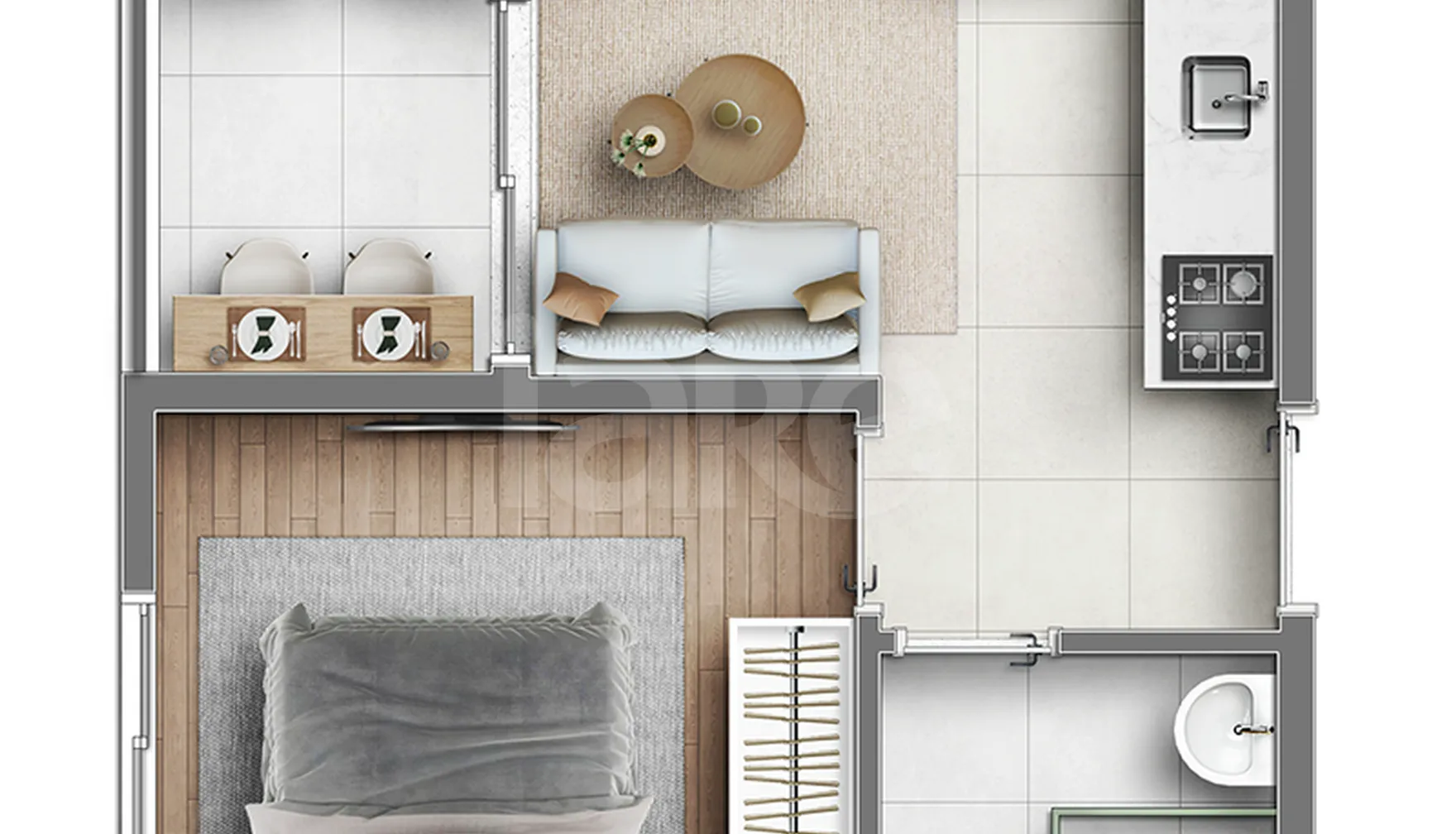 Planta — Apartamento 26,1 m²