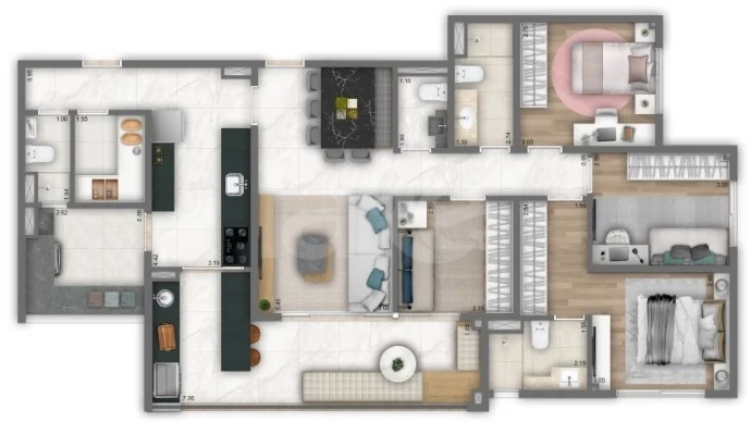 Planta — Apartamento 116,13 m²