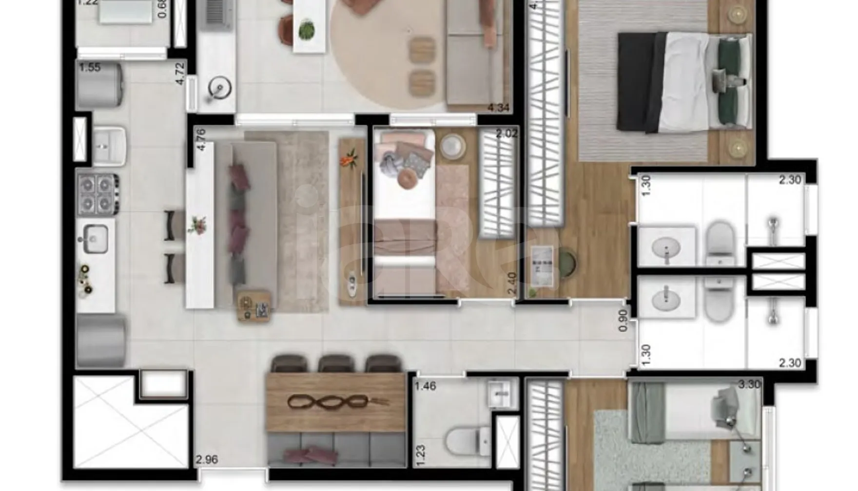 Planta — Apartamento 77,91 m²