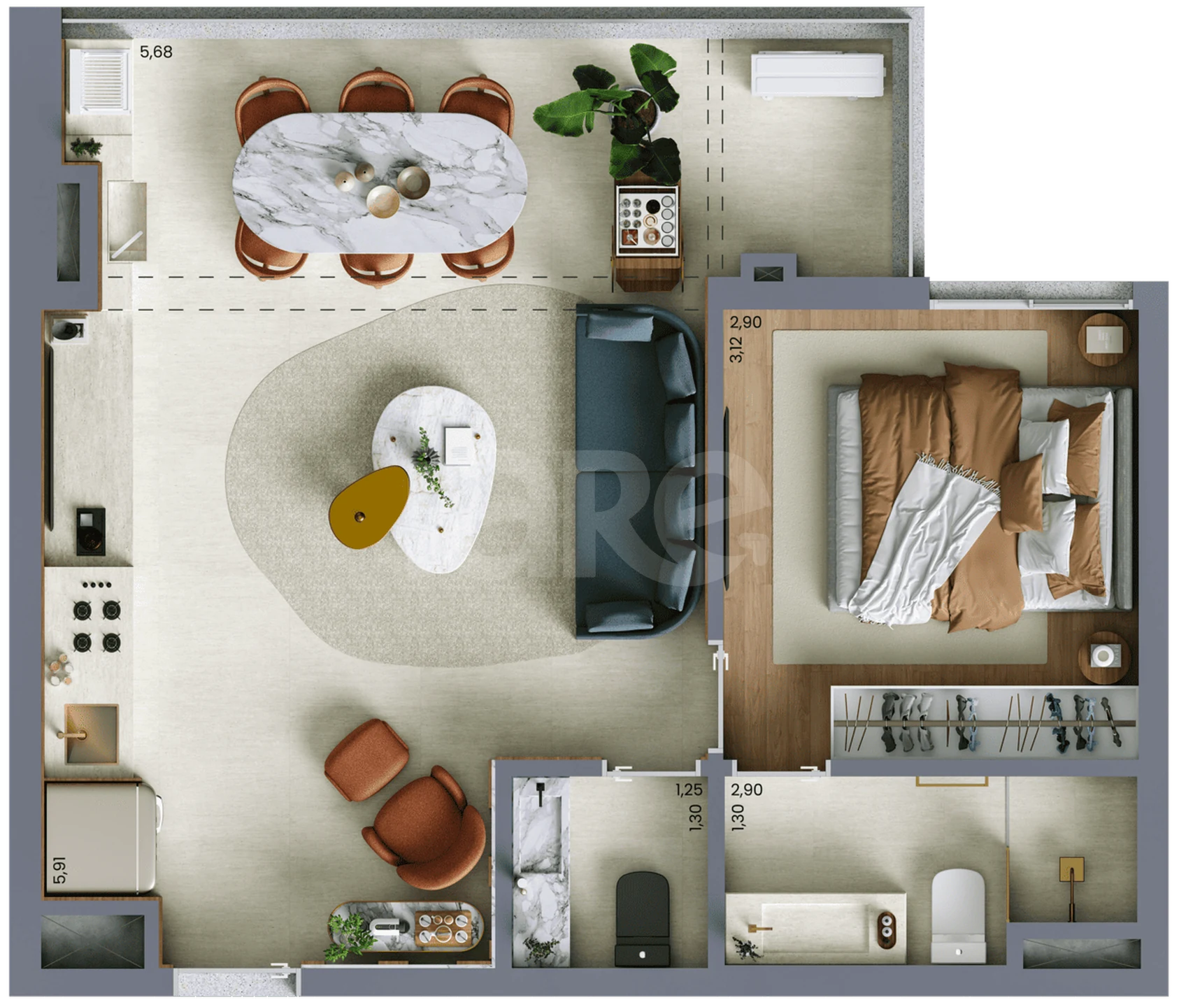 Planta — Apartamento 49,82 m²