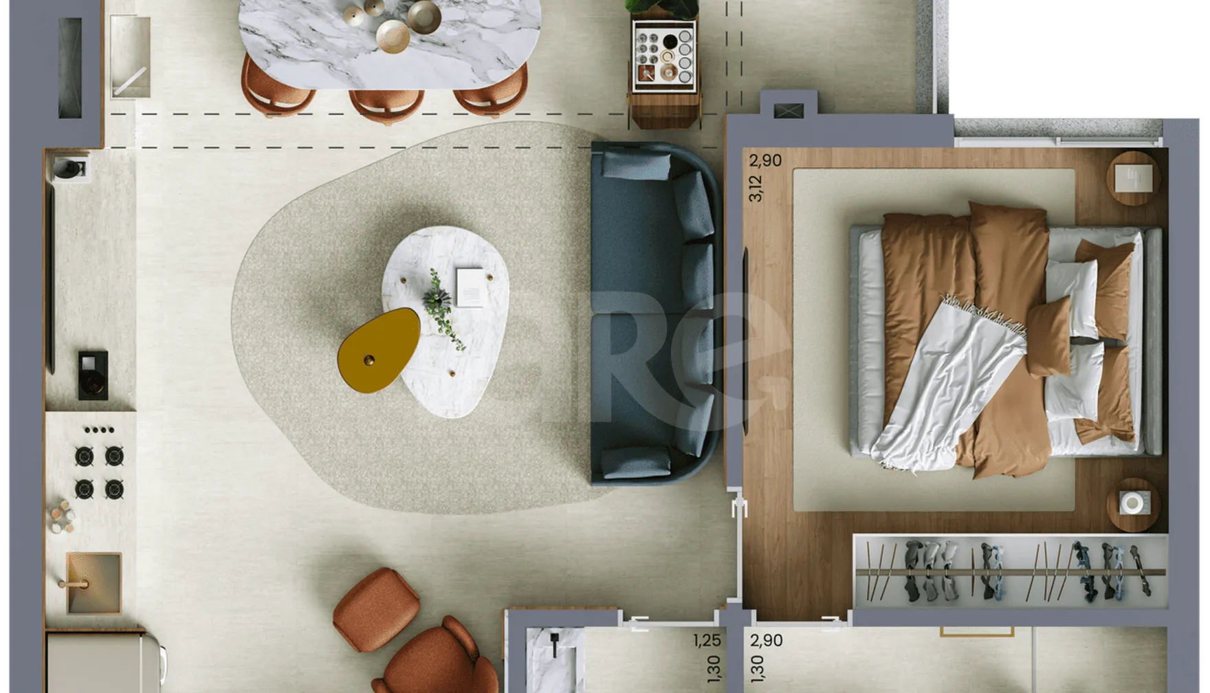 Planta — Apartamento 49,82 m²