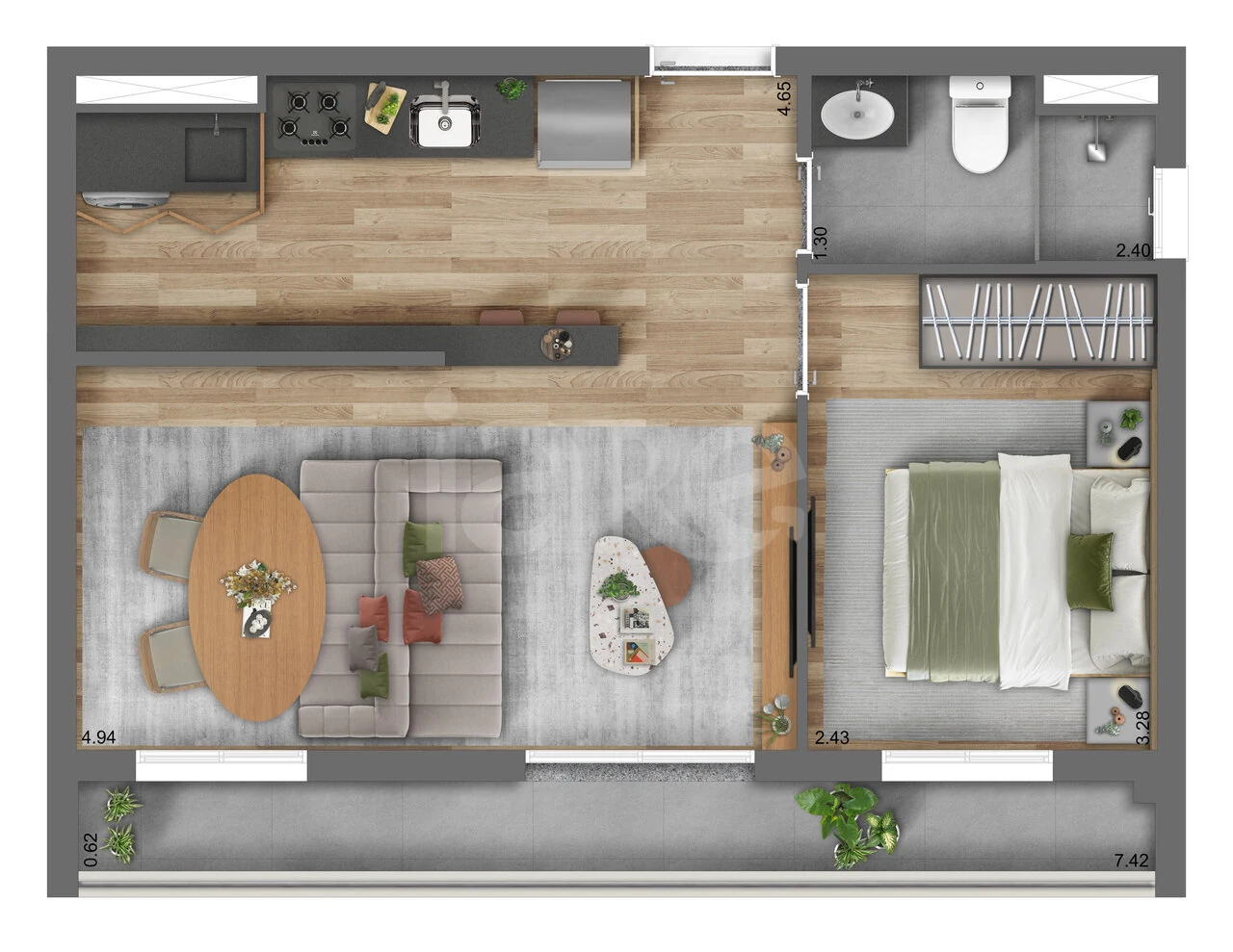 Planta — Garden 43,44 m²
