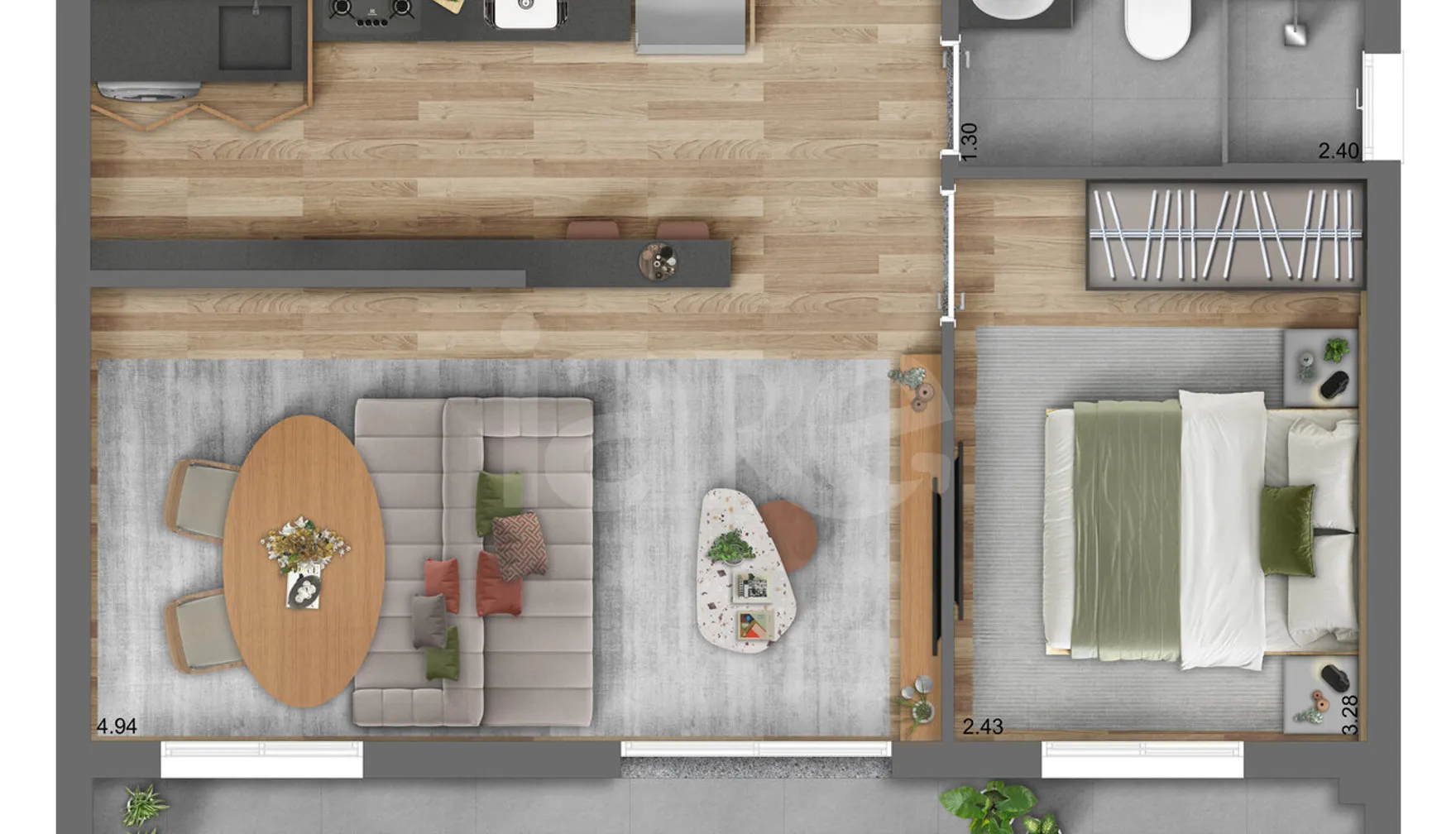 Planta — Garden 43,44 m²