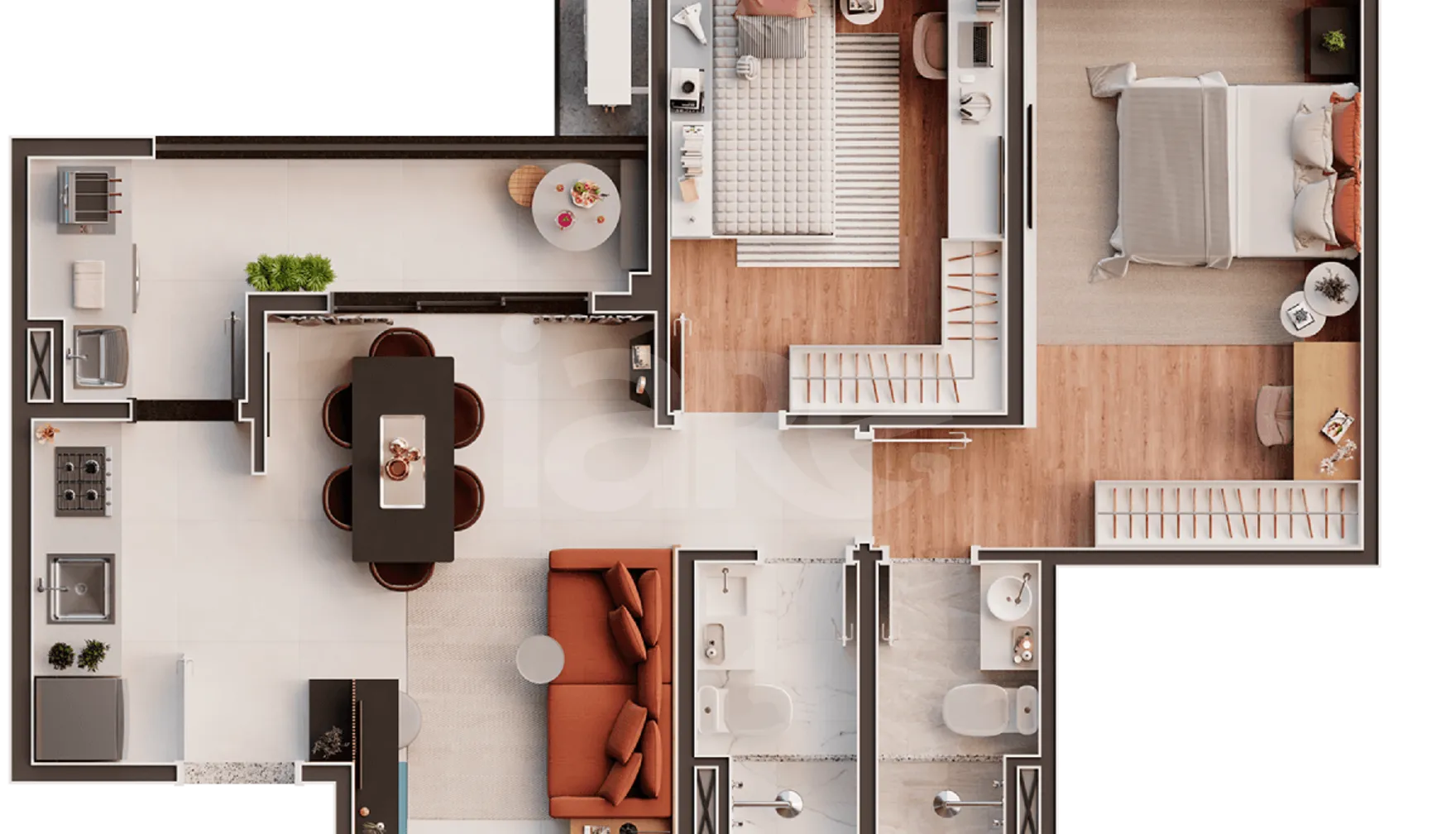 Planta — Apartamento 91,55 m²