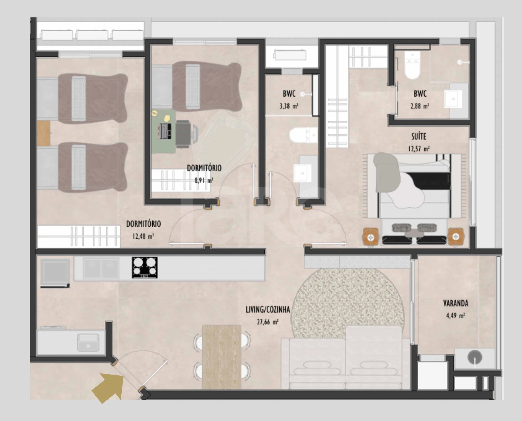 Planta — Apartamento 84,75 m²