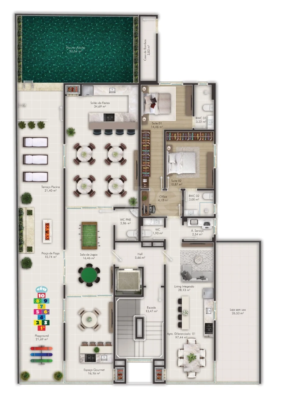 Planta — Pavimento lazer
