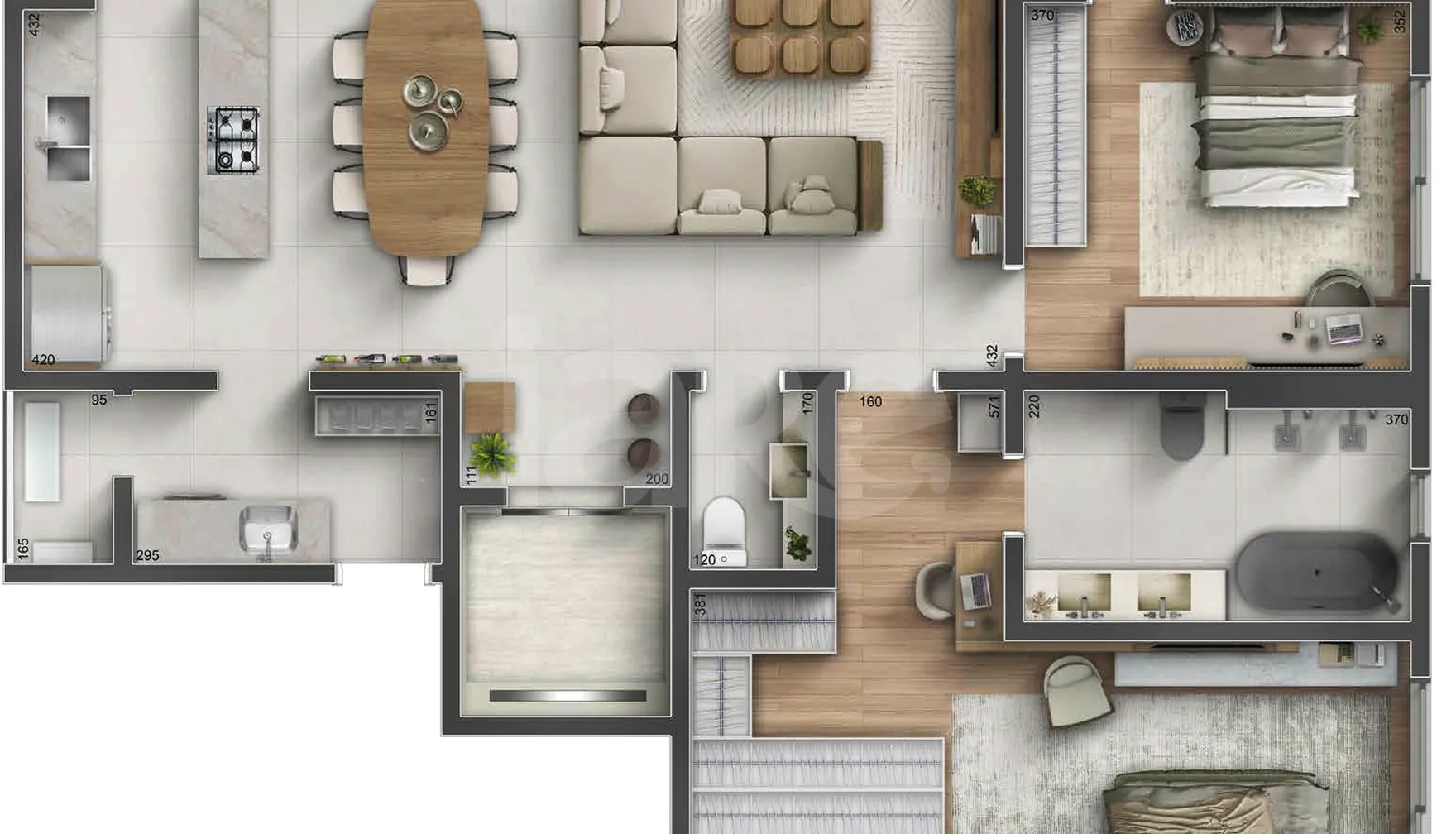 Planta — Planta 02 - 2 dorm 125m²