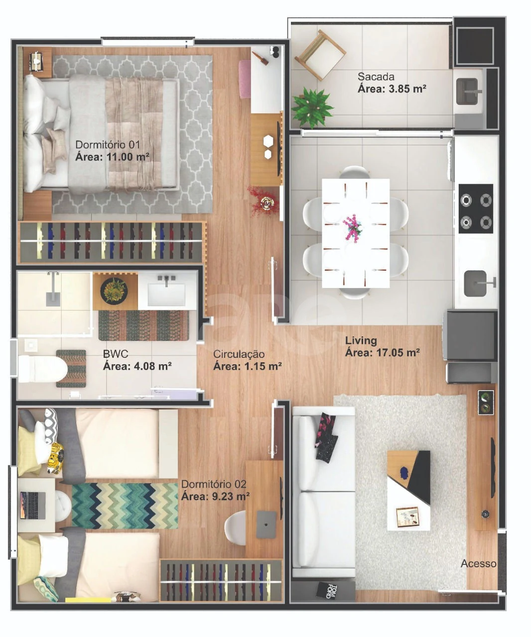 Planta — Apartamento 50,37 m²