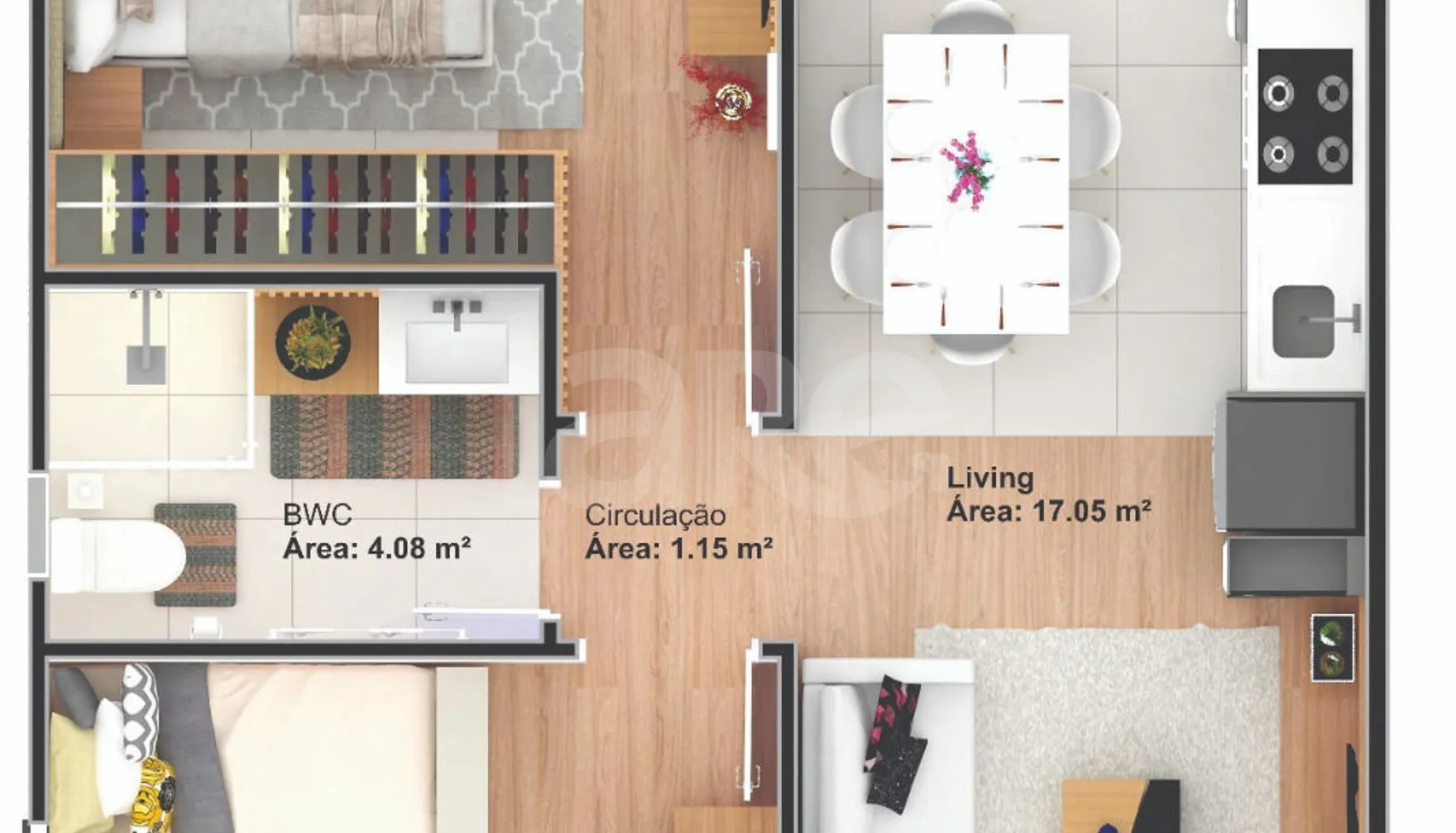 Planta — Apartamento 50,37 m²
