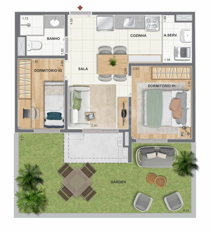 Planta — Garden 59,08 m²