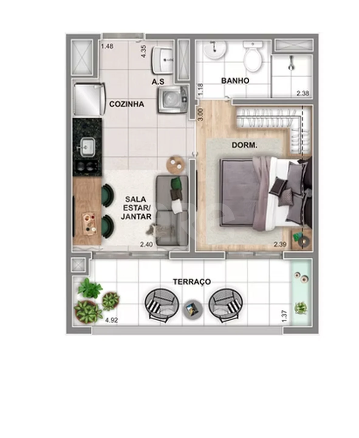 Planta — Apartamento 30,91 m²